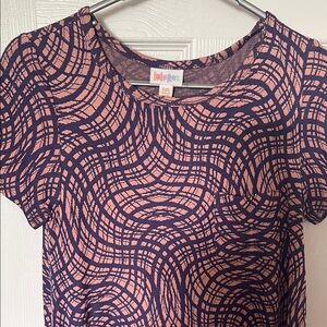 LuLaRoe Pink and Blue/purple Patterned Women's Carly dress